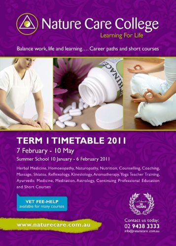 flexible part-time programs - Nature Care College