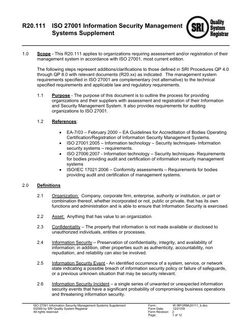 Iso 27001 Information Security Policy Template Prntbl 