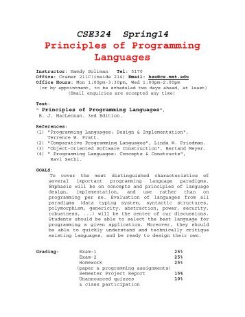 Principles of Programming Languages - NMT Computer Science ...