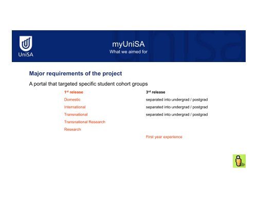 UniSA's approach to the Student Portal – UniSA s approach to the ...