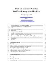 Prof. Dr. Johannes Varwick Veröffentlichungen und Projekte