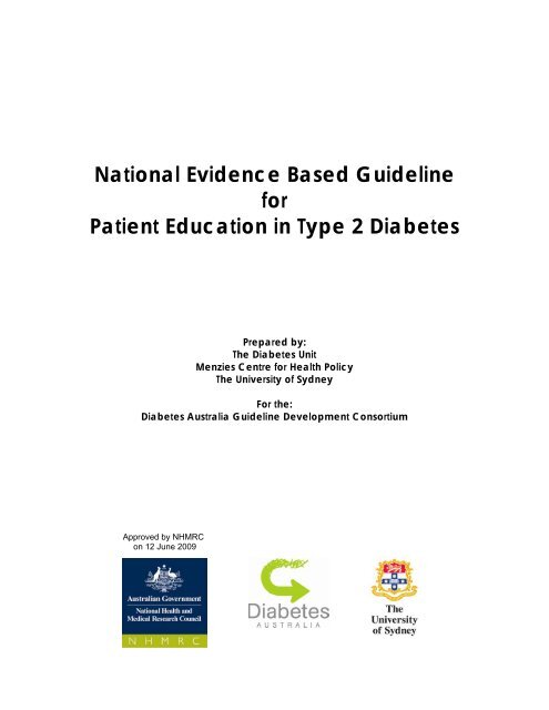 National Evidence Based Guideline for Patient Education in Type 2 ...