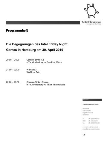 Programmheft - Turtle Entertainment