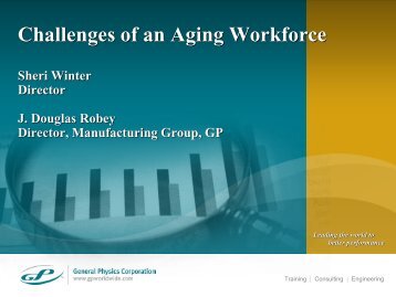 Challenges of an Aging Workforce - UE Systems