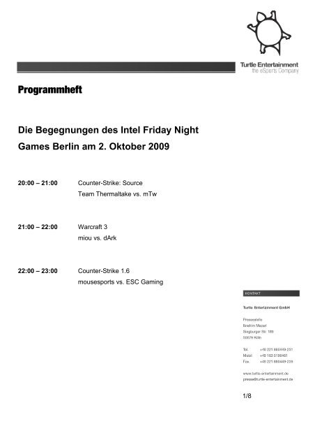 Programmheft - Turtle Entertainment