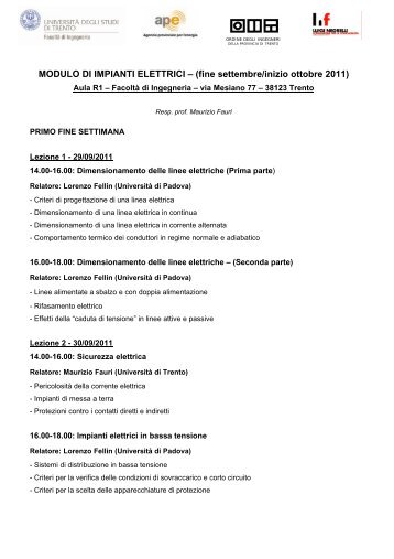 Vedi programma - Ordine degli Ingegneri della provincia di Trento