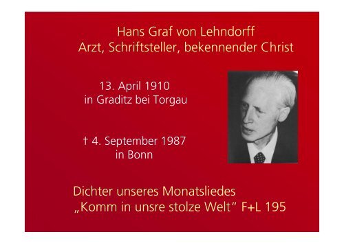 Hans Graf von Lehndorff Arzt, Schriftsteller, bekennender Christ ...