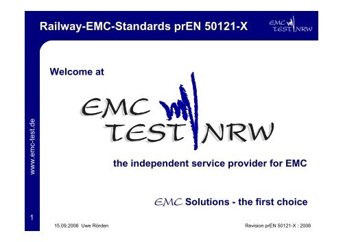 Railway-EMC-Standards prEN 50121-X - EMC Test NRW GmbH
