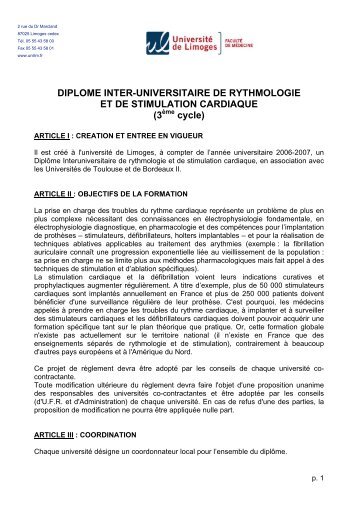 Attestation d'Etudes en stimulation cardiaque et DIU de stimulation ...