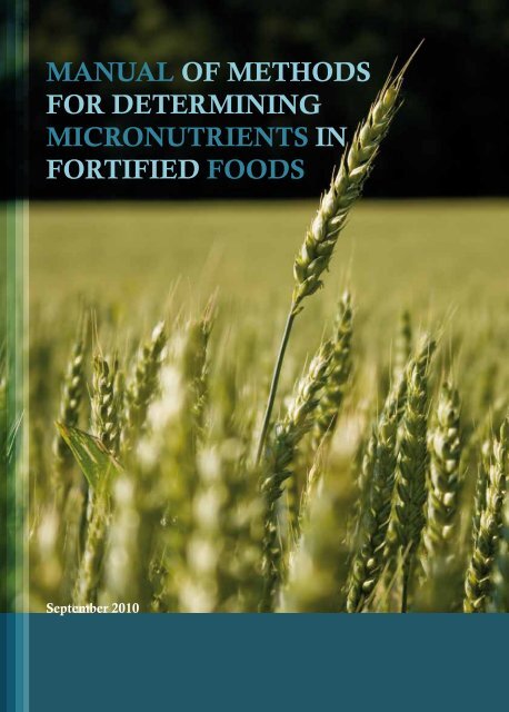 manual of methods for determining micronutrients in fortified foods