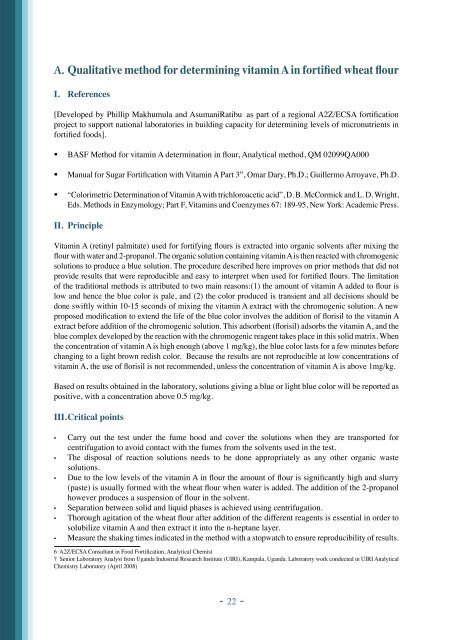 manual of methods for determining micronutrients in fortified foods