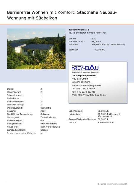 Barrierefrei Wohnen mit Komfort: Stadtnahe Neubau - Frey-Bau GmbH