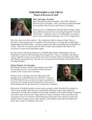 See full NWLT Board & Staff bios - Northwoods Land Trust