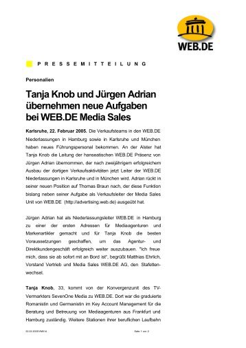 Tanja Knob und Jürgen Adrian übernehmen neue Aufgaben bei ...