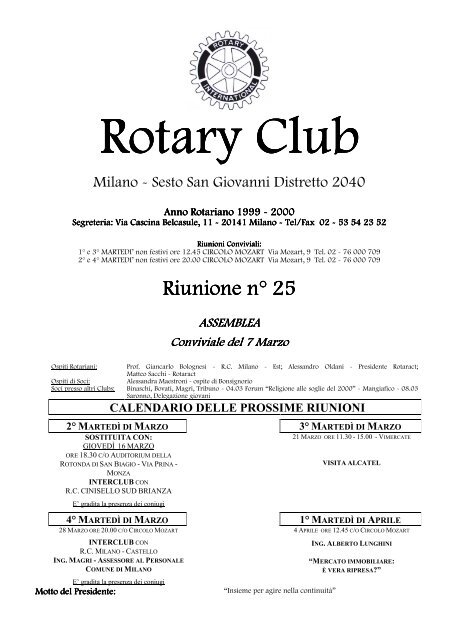 Notiziario n. 25 - Rotarymilanoportavittoria.org