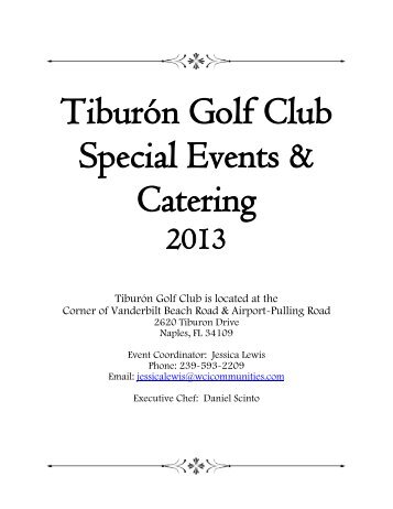 banquet and catering menu - Tiburon Golf Club
