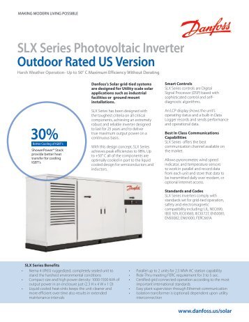 SLX Series Photovoltaic Inverter Outdoor Rated US Version - Danfoss