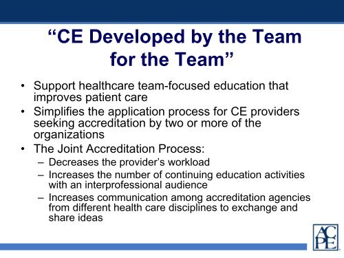 2011 ACPE Update - Accreditation Council for Pharmacy Education