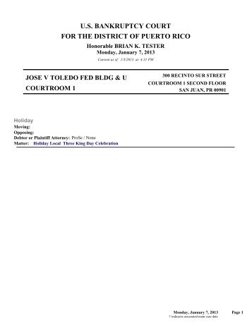 jose v toledo fed bldg & us courth courtroom 1 - District of Puerto Rico