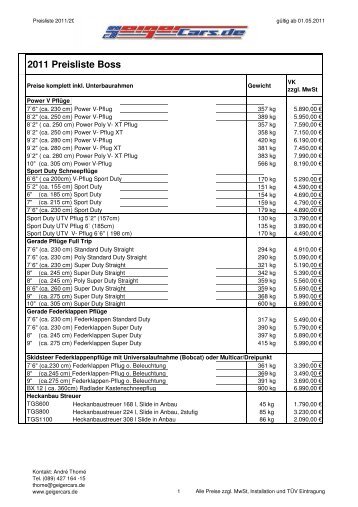 The Boss Preisliste 2011-2012 - GeigerCars.de