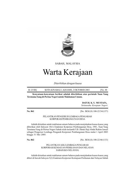 Warta Kerajaan - Sabah