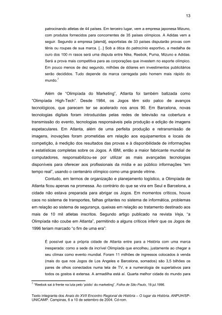 A METAMORFOSE DOS JOGOS OLÃMPICOS (1896 ... - ANPUH-SP