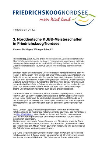 3. Norddeutsche KUBB-Meisterschaften in Friedrichskoog/Nordsee