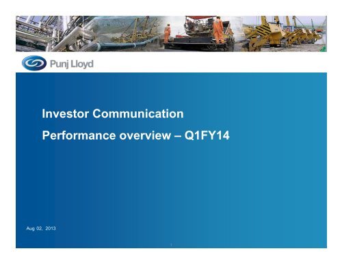 Investor Communique - Performance Overview ... - Punj Lloyd Group