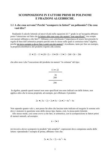 scomposizioni in fattori primi di polinomi e frazioni ... - Keynes