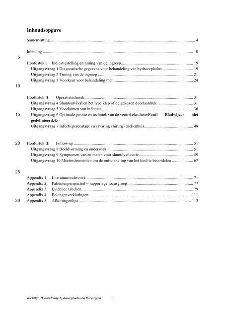 Richtlijn Behandeling hydrocephalus bij 0-2 jarigen - Kwaliteitskoepel