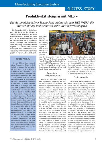 SUCCESS STORY Manufacturing Execution System - GITO Verlag