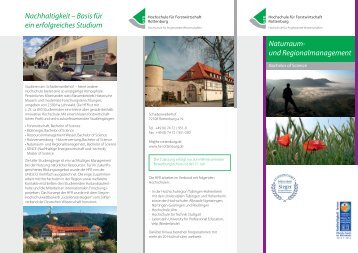 Hochschule für Forstwirtschaft Rottenburg - Studiengang Naturraum- und Regionalmanagement