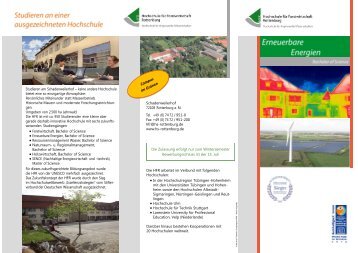 Hochschule für Forstwirtschaft Rottenburg - Erneuerbare Energien