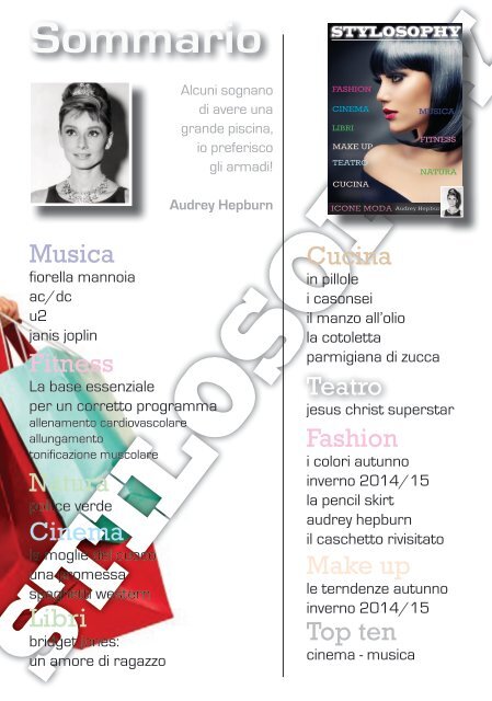 FASHION CINEMA LIBRI MAKE UP TEATRO CUCINA MUSICA FITNESS NATURA ICONE MODA