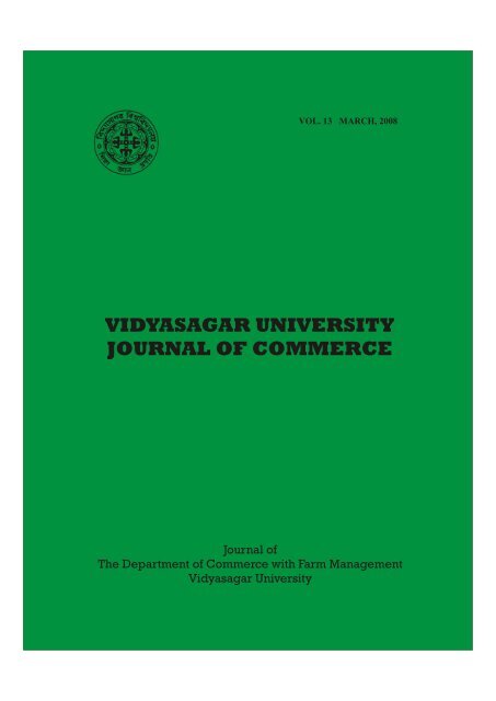 VIDYASAGAR UNIVERSITY JOURNAL OF COMMERCE