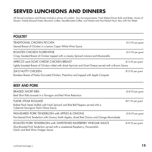 Catering Guide - Dining Services, Ursinus College