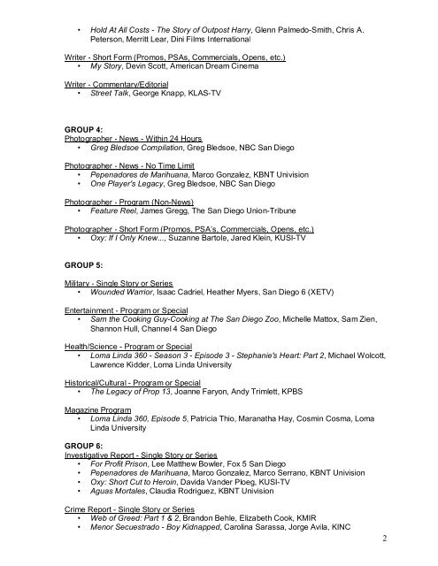 Emmy 2011 Recipient Show Order - National Academy of Television ...