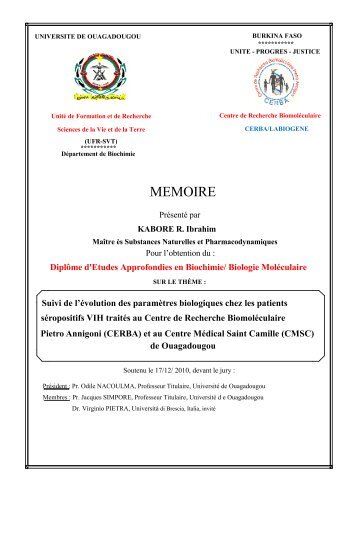 MEMOIRE - Centre de Recherche BiomolÃ©culaire Pietro Annigoni