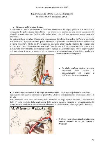 Sindrome dello Stretto Toracico Superiore - Medicina