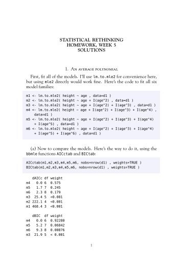 STATISTICAL RETHINKING HOMEWORK, WEEK 5 SOLUTIONS 1 ...