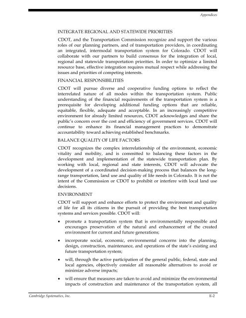 CDOT Performance Data Business Plan - Cambridge Systematics