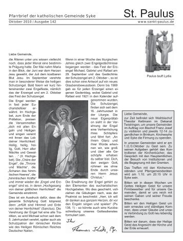 Pfarrbrief fÃ¼r Oktober 2010 - Sankt-Paulus.de