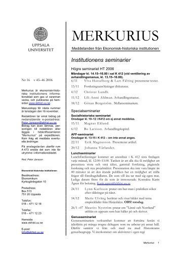 MERKURIUS - Ekonomisk-historiska institutionen - Uppsala universitet