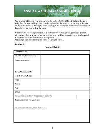 annual waste management plan - Repak