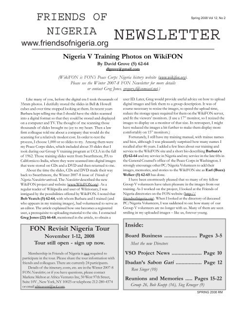 Vol. 12 No. 2, Spring 2008 - Friends of Nigeria