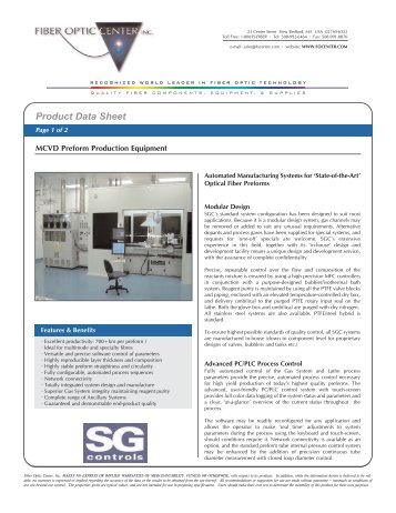 Data Sheet - SG Controls MCVD Preform Production Equipment