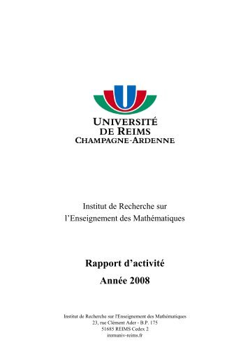 rapport activitÃ©s IREM Reims 2008 - Le portail des IREM