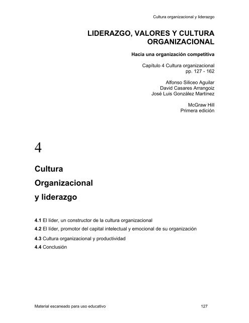 Cultura Organizacional y liderazgo