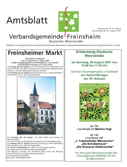 Freinsheimer Markt - Verbandsgemeinde Freinsheim