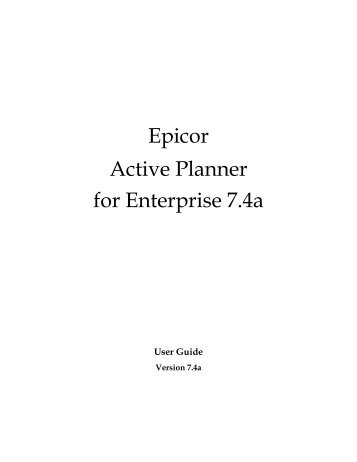 Epicor Active Planner for Enterprise 7.4a - Sage Software Online